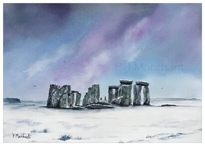 stonehenge, wiltshire, watercolour, painting, art, landscape, sky, Picture
